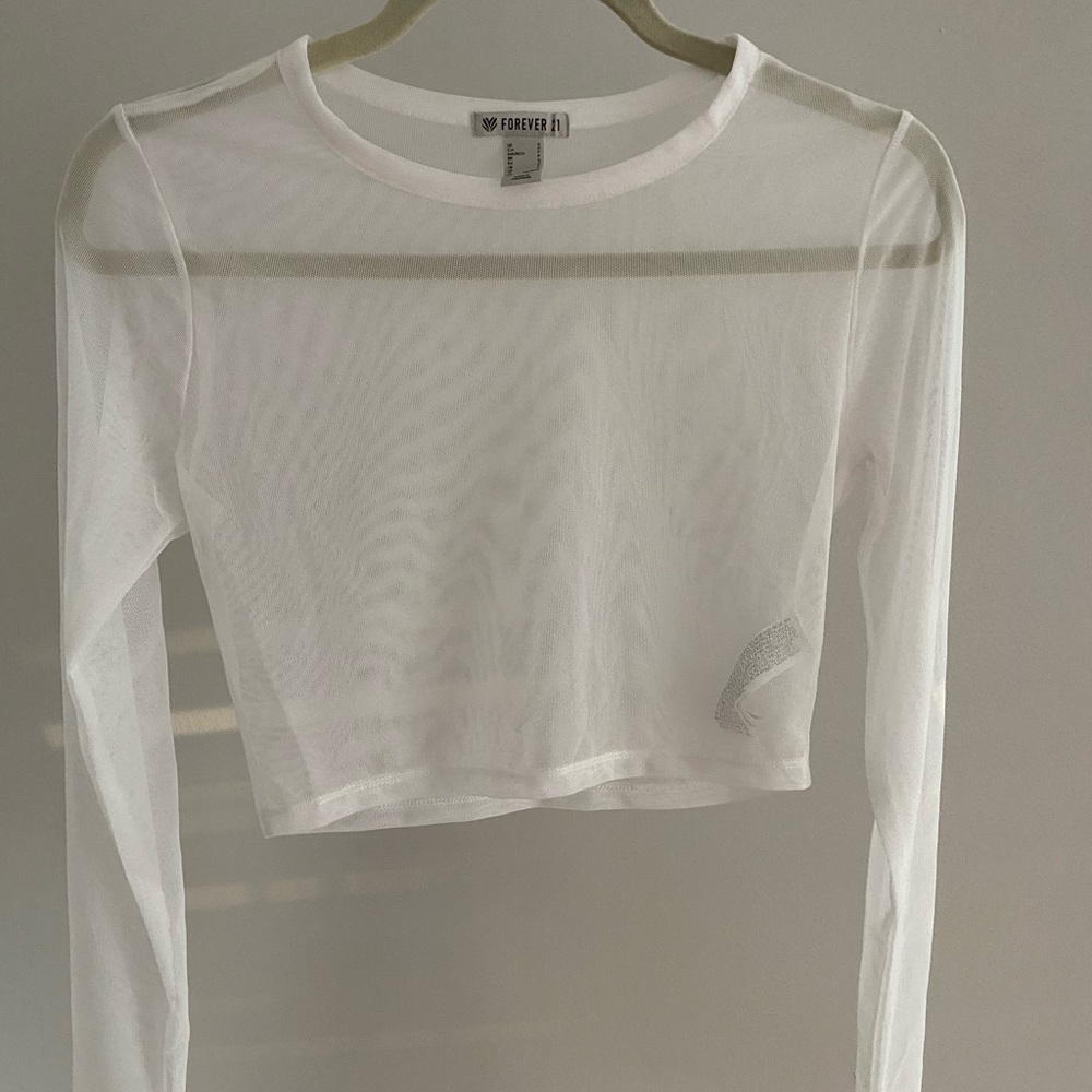 Mesh white crop top